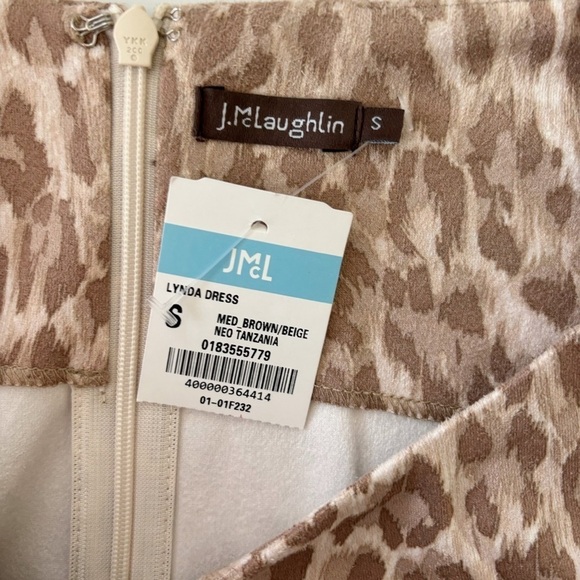 J. McLaughlin Lynda Faux Suede Dress Small Tan Animal Print Neo Tanzania NEW NWT - Picture 8 of 11